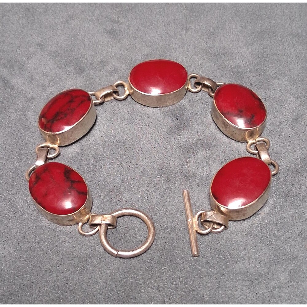 Sterling Red Jasper Stone Bracelet